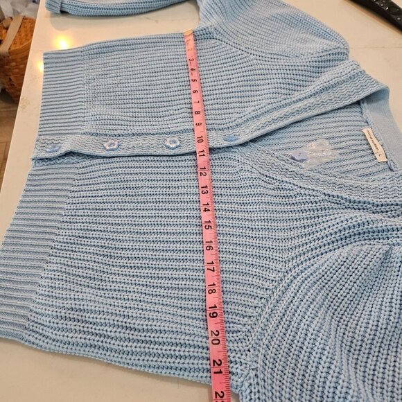 Moon & Madison Light Blue Button-Up Knit Cropped Cardigan Sweater Large - Picture 7 of 10